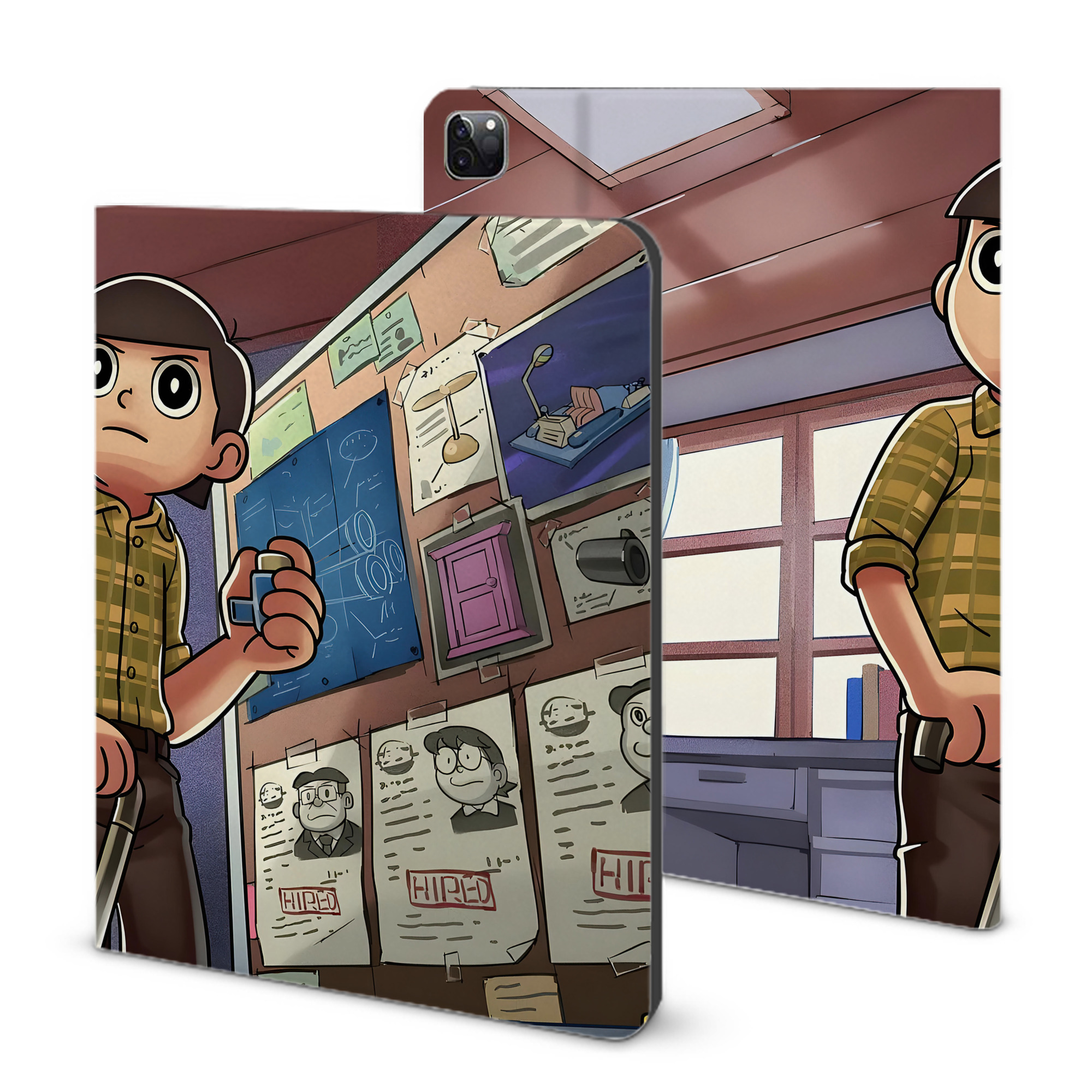 （画像用） ドラえもん Doraemon IPad ケース ブック型 PUレザー TPU 耐衝撃 軽量 薄型 ペン収納なし 全面保護 IPad 各モデル対応